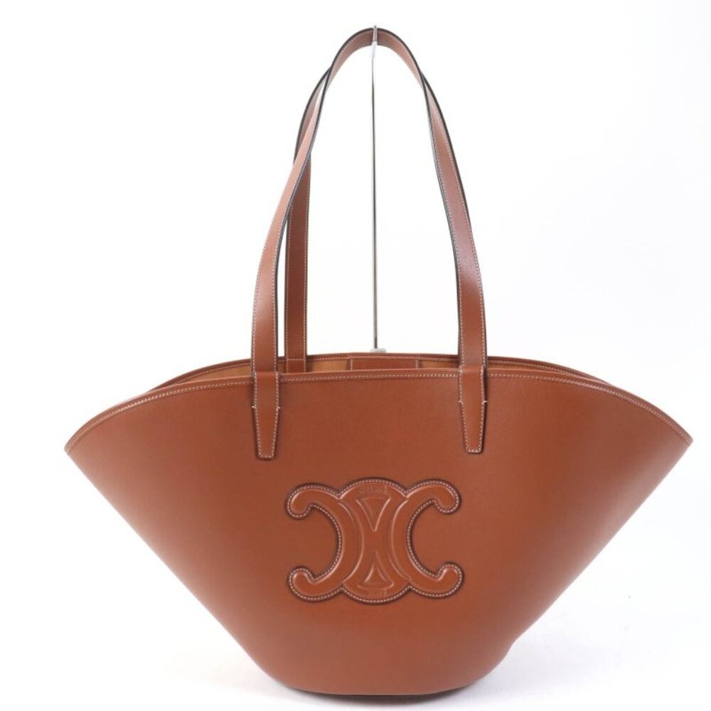 Celine Du3.04 lu Cuir Triomphe Coufant Medium Tote Bag Tan Smooth Calfskin - Picture 1 of 13